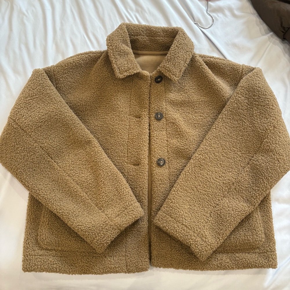 Uniqlo Womens Khaki/Green Teddy Fleece Jacket